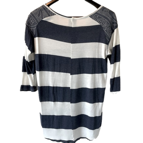 - 𝅺Anthropologie Dolan Navy Striped Henley - S - Picture 2 of 4